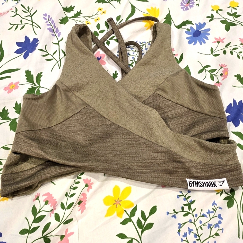 Gymshark True Texture Bralette in Intense Steel Green Workout Bra Size Small